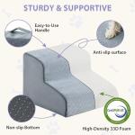 LEXTRO Dog Stairs for Small Dogs, 2-Steps Dog Ramp for Couch, Pet Stairs with Highly Supportive Foam and Non-Slip Bottom, Pet Steps for Cat & Doggie (High 11.8 Inch)