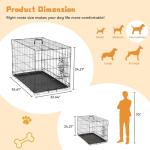 DUMOS Dog Crate, 36 Inch Medium Double Door Dog Cage with Plastic Leak-Proof Pan Tray, Folding Metal Wire Pet Kennel for Indoor, Outdoor, Travel, Black