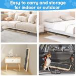 Dog Ramp for Couch, Bed, Wooden Long Pet Stairs for Small & Large Old Dogs & Cats, Hold up to 100lb, Adjustable Height from 11.41" to 20.47", Portable Doggie Steps Weight 11 lbs (39.37" L)