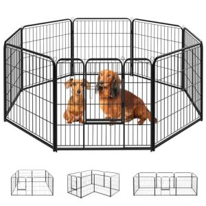 SMUG Heavy-Duty Iron Dog Playpen – 8 Panels 40” Durable, Rust-Resistant Pet Fence for Indoor & Outdoor Use, Secure & Spacious Pet Play Area for Dogs, Puppies & Small Animals