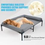 42'' Outdoor Elevated Dog Bed with Pillow, Raised Dogs Bed with Six Support Feet, Breathable Cooling Dog Cot Beds Medium Large Size Dogs, Outdoor Pet Hammock Beds, Pet Beds with 4 Ice Pack(Large)