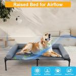 42'' Outdoor Elevated Dog Bed with Pillow, Raised Dogs Bed with Six Support Feet, Breathable Cooling Dog Cot Beds Medium Large Size Dogs, Outdoor Pet Hammock Beds, Pet Beds with 4 Ice Pack(Large)