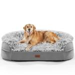 3.7 inch Thickened Orthopedic Dog Beds for Extra Large Dogs, Supportive Dog Sofa Bed with 28D Egg-Crate Foam, Removable Washable Cover, Waterproof Lining, Half-Round Design for Puppy,Senior,Sick