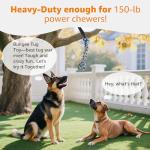 LOOBANI Outdoor Bungee Tug Toy, Dog Toy Hanging from Tree for Small to Large Dogs, Interactive Exercise Play Cord & Tether with Chew Rope Toy (Tree Stump Tug of War-Black)