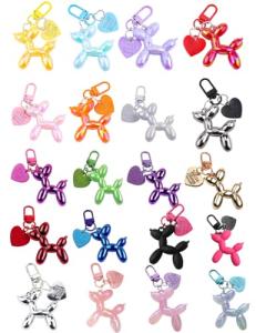 FANEVER Jelly Balloon Dog Keychain Bulk for Women Teen Girls Cute Designer Bag Charm for Backpack Purse Tote Handbag Bookbag (20 Pack-Multicolor 01)