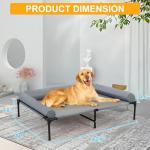 42'' Outdoor Elevated Dog Bed with Pillow, Raised Dogs Bed with Six Support Feet, Breathable Cooling Dog Cot Beds Medium Large Size Dogs, Outdoor Pet Hammock Beds, Pet Beds with 4 Ice Pack(Large)