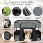 Siedihit Dog Cat Playpen, Pet Puppy Portable Pens for Outdoor Travel Crate, Indoor After Surgery Use, Foldable Dog Kennel Tent for Rabbit or Small Animals and Tent Stakes (Dark Grey, Small)