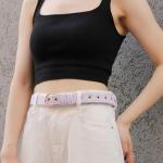 Bobotails Lavender Lace Women Belt – Matching Dog Harness and Leash Set Style,Adjustable Fashion Belt for Pet Moms, Casual & Dress Outfits (Fit Pant 24-29in, Solid)