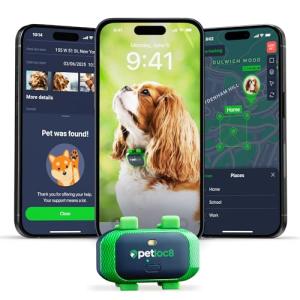 Dog GPS Tracker - Real-Time Location Tracking Device with App - Smart Alerts & Geo-Fence - Collar-Compatible, Waterproof - Long-Life Battery - 4G Built-in SIM - iOS & Android (Subscription Required)