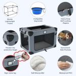 QUIBBLICK 36 Inch Soft Dog Crates, Portable Travel Crate for Large Dogs, 3-Door Foldable Soft Kennel with Mesh Windows for Indoor & Outdoor Travel, with Blanket and a Foldable Bowl