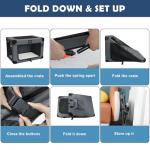 QUIBBLICK 36 Inch Soft Dog Crates, Portable Travel Crate for Large Dogs, 3-Door Foldable Soft Kennel with Mesh Windows for Indoor & Outdoor Travel, with Blanket and a Foldable Bowl