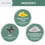 Chew + Heal Labs Glucosamine for Dogs Hip and Joint Supplement - 60 Senior Dogs Mobility Soft Chews - Made with Glucosamine, MSM, Chondroitin, Green Lipped Mussels and More - Made in The USA