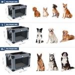 QUIBBLICK 36 Inch Soft Dog Crates, Portable Travel Crate for Large Dogs, 3-Door Foldable Soft Kennel with Mesh Windows for Indoor & Outdoor Travel, with Blanket and a Foldable Bowl