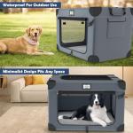 QUIBBLICK 36 Inch Soft Dog Crates, Portable Travel Crate for Large Dogs, 3-Door Foldable Soft Kennel with Mesh Windows for Indoor & Outdoor Travel, with Blanket and a Foldable Bowl