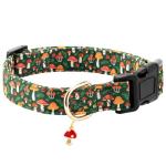 Gelwoo Fall Dog Collar,Soft and Cute Spring Cotton Puppy Collars with Mushroom Patterned Design for Girl Female Boy Dogs,Adjustable Buckle Pet Collar for Small Medium Large Dogs (Green Mushroom, S)