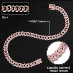 LEIFIDE Dog Chain Collar Diamond Link Puppy Collar 12 mm Wide Dog Necklace Metal Cat Chain Pet Crystal Necklace Jewelry Accessories for Small Medium Large Pet(14 Inch,Rose Gold, Pink)