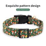 Gelwoo Fall Dog Collar,Soft and Cute Spring Cotton Puppy Collars with Mushroom Patterned Design for Girl Female Boy Dogs,Adjustable Buckle Pet Collar for Small Medium Large Dogs (Green Mushroom, S)