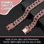 LEIFIDE Dog Chain Collar Diamond Link Puppy Collar 12 mm Wide Dog Necklace Metal Cat Chain Pet Crystal Necklace Jewelry Accessories for Small Medium Large Pet(14 Inch,Rose Gold, Pink)