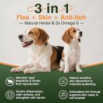 Dog Flea and Tick Prevention Allergy Chews Omega 3 for Dogs Treatment Chewable Natural Flea and Tick Skin and Coat Supplement Immune Dog Chews Yeast Relief Prevention for Dogs Itching and Licking