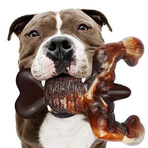 MOXIKIA Dog Chew Toys for Aggressive Chewers Almost Indestructible Dog Toys,Bacon Flavor,Tough Dog Bone Toys for Medium/Large Breed Dogs,Best Chew Toys to Keep Them Busy