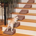 40D Density Foam Dog Ramp for Stairs Suits for Small Dogs Cats, Pet Steps Stairs for Staircase Stairs with Anti-Slip Bottom and Self-Sticky Pads to Fix(6Pack, Reddish Brown)