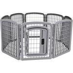 Amazon Basics 8-Panel Octagonal Plastic Pet Pen Fence Enclosure With Gate, 28 inches, Grey