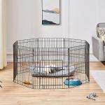 Yaheetech 24" High 8 Panel Foldable Metal Dog Exercise Pen Pet Playpen Dog Fence Outdoor & Indoor Use for Small Animals with Door Black