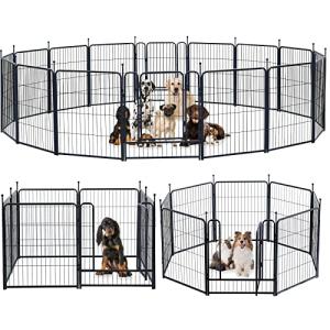 Dog Playpen Portable Outdoor Dog Fence, Dog Playpen for Large/Medium/Small Dogs, Dog Fences for The Yard with Doors Foldable Metal