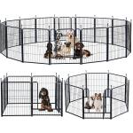 Dog Playpen Portable Outdoor Dog Fence, Dog Playpen for Large/Medium/Small Dogs, Dog Fences for The Yard with Doors Foldable Metal