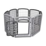 Amazon Basics 8-Panel Octagonal Plastic Pet Pen Fence Enclosure With Gate, 28 inches, Grey