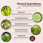 Natural Dog Eye Wipes for Dogs -100 Ct- Soothing Dog Eye Wipes with Natural, Non-Irritating Ingredients Green Tea & Goldenseal, Effective Dog Tear Stain Remover Wipe & Dog Eye Gunk Remover Wipe, Vegan