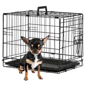 BestPet | Dog Crate | 18" | Black | Foldable Metal Kennel with Single Doors, Secure Slide-Bolt Latches, Leakproof Tray | Portable Dog Cage for Small Breeds | for Travel, Indoor & Outdoor Use