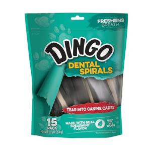 Dingo Dental Sticks for Tarter Control and Freshening Breath, Made with Real Chicken, Great Treats for Small, Medium, and, Large Dogs 15-Count