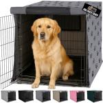 GORILLA GRIP Dog Crate Covers compatible with Amazon Basics Dog Crates, All Sides Open, Privacy Cover Fits 42" Wire Kennel, Breathable Mesh Windows, Light Reducing Puppy Training Cage Topper, Gray Paw