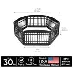 IRIS USA 24" 6-Panel Puppy Playpen, 61 x 61 x 24, Puppy Fence, Dog Playpen, Dog Play Pen Indoors, Pet Fence, Puppies/Small Dogs, Black