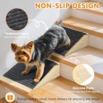 VavoPaw Dog Ramp for Stairs, Non-Slip Dog Stairs, Sturdy Wooden Pet Steps for Small Dogs and Cats Fits Staircase Indoor, Assist for Injured and Older Pets(2 Pack/M, Light Wood)