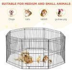 Yaheetech 24" High 8 Panel Foldable Metal Dog Exercise Pen Pet Playpen Dog Fence Outdoor & Indoor Use for Small Animals with Door Black
