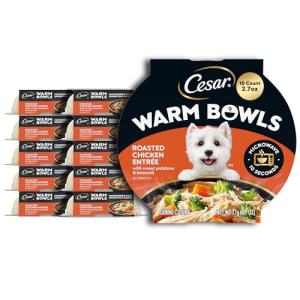 Cesar Warm Bowls Wet Dog Food Roasted Chicken Entree with Sweet Potatoes & Broccoli in Broth, Wet Food for Dogs, 2.7 oz. Bowls, 10 Count