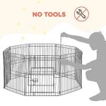 Yaheetech 24" High 8 Panel Foldable Metal Dog Exercise Pen Pet Playpen Dog Fence Outdoor & Indoor Use for Small Animals with Door Black