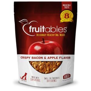 Fruitables Baked Dog Treats, Healthy Pumpkin Treat for Dogs, Low Calorie & Delicious, Free of Wheat, Corn and Soy, Made in the USA, Apple and Crispy Bacon Flavor, 12oz