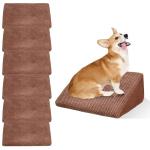 40D Density Foam Dog Ramp for Stairs Suits for Small Dogs Cats, Pet Steps Stairs for Staircase Stairs with Anti-Slip Bottom and Self-Sticky Pads to Fix(6Pack, Reddish Brown)