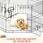 Yaheetech 24" High 8 Panel Foldable Metal Dog Exercise Pen Pet Playpen Dog Fence Outdoor & Indoor Use for Small Animals with Door Black