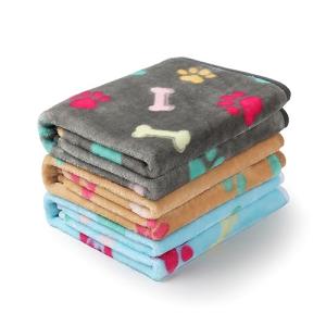 Fluffy Fleece Pet Blanket with Paw Prints