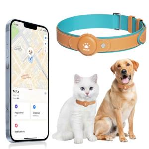 GPS Tracker for Dogs&Cats, 2 in 1 Pet Tracking Smart Collar (Only iOS), No Monthly Fee GPS Tracker Dog Collar, Real-time Location Comfortable PU Tracker for Small, Medium Large Dogs(Locator Included)