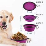 Large Collapsible Dog Bowls, 34oz Travel Water Food Bowls Portable Foldable Collapse Dishes with Carabiner Clip, 2 Pack (Purple+Red)
