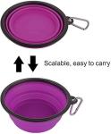 Large Collapsible Dog Bowls, 34oz Travel Water Food Bowls Portable Foldable Collapse Dishes with Carabiner Clip, 2 Pack (Purple+Red)