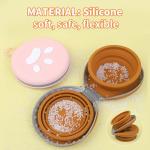 PawSailor Collapsible Dog Bowls, 2-in-1 Pet Portable Travel Double Bowl Water Food Feeder Traveling Camping & Walking 25oz Pink