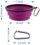 Large Collapsible Dog Bowls, 34oz Travel Water Food Bowls Portable Foldable Collapse Dishes with Carabiner Clip, 2 Pack (Purple+Red)