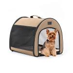 PETSFIT Portable Dog Crate, Travel Dog Crate - 19 Inch Lightweight, Roomy, Easy to Set Up, Sturdy Collapsible Dog Kennel with Thick Mat, Khaki