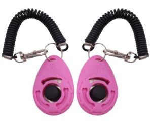 RANYUNSYZ 2Pcs Pink Dog Clicker for Training Easy to Use with Button Dog Training Accessories Strong and Long-Lasting, Training and Behavior Aids